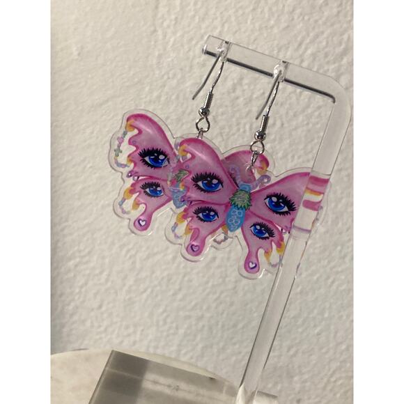 Drop Earrings butterfly  acrylic - Picture 2 of 2